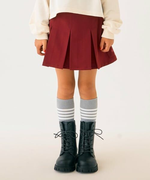 minimal / ミニマル ショート・ハーフ・半端丈パンツ | インパンつきタックスカート（ワイン）