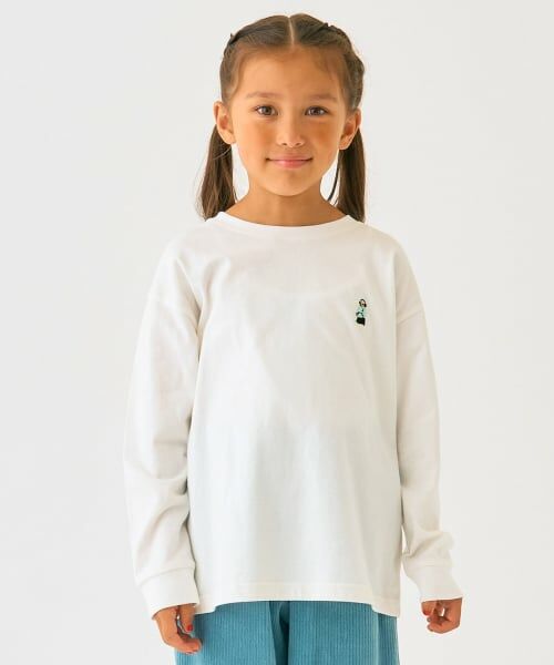 minimal / ミニマル Tシャツ | くまワンポイント天竺ロングＴシャツ（オフ ホワイト）