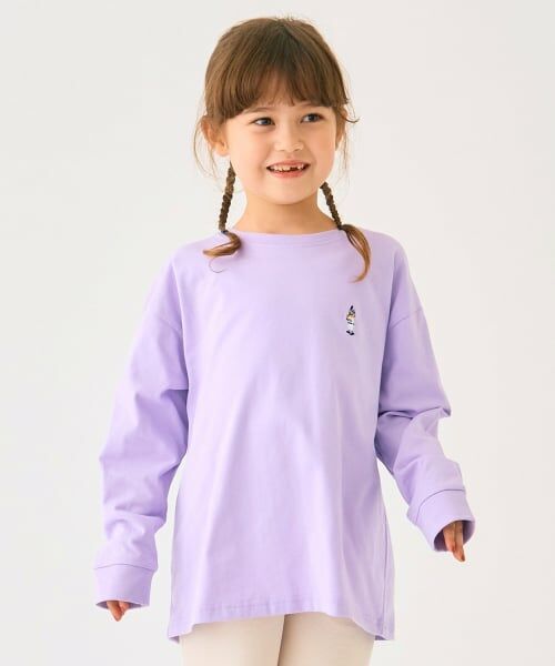 minimal / ミニマル Tシャツ | くまワンポイント天竺ロングＴシャツ（ラベンダー）