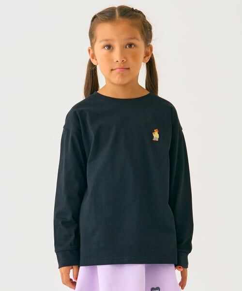 minimal / ミニマル Tシャツ | くまワンポイント天竺ロングＴシャツ（黒）