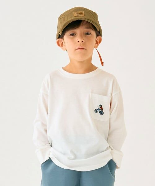 minimal / ミニマル Tシャツ | 【防汚加工】アウトドアポケット刺しゅうロンT（オフ ホワイト）