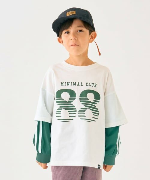 minimal / ミニマル Tシャツ | 【防汚加工】ナンバリングレイヤードロンT（オフ ホワイト）