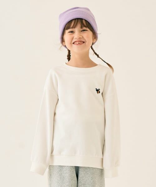 minimal / ミニマル スウェット | クマ刺しゅう 裏毛トレーナー（アイボリー）