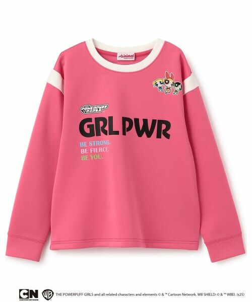 minimal / ミニマル Tシャツ | 【防汚加工】【パワーパフ ガールズ】ポンチロゴクルー（マゼンダ）