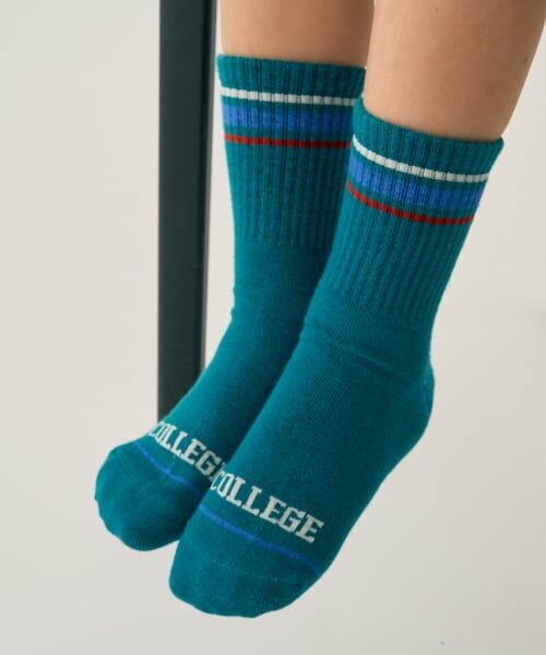 minimal / ミニマル ソックス | ラインクルーソックス（ブルー グリーン）