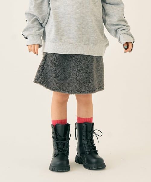 minimal / ミニマル ミニ・ひざ丈スカート | ボアスカート(チャコール)