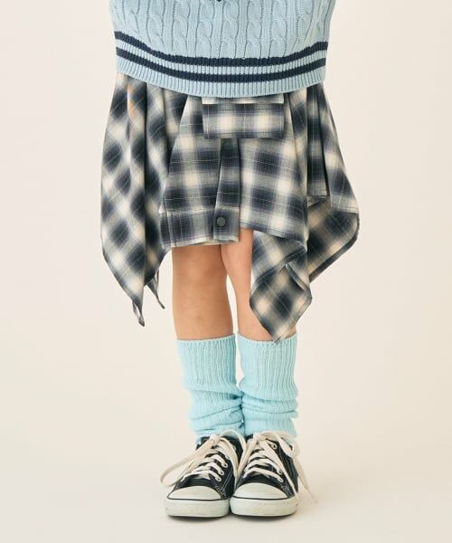 minimal / ミニマル ショート・ハーフ・半端丈パンツ | チェックイレヘムスカート（黒）