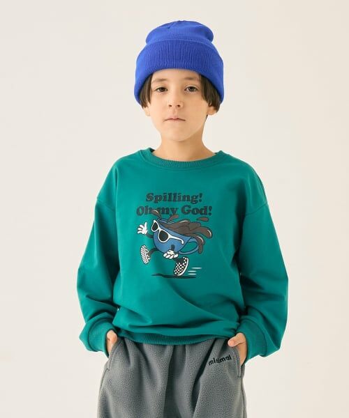 minimal / ミニマル スウェット | OMGプリントプルオーバー（ブルー グリーン）