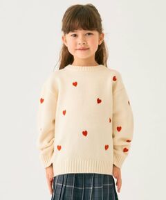 ハート刺しゅうニット