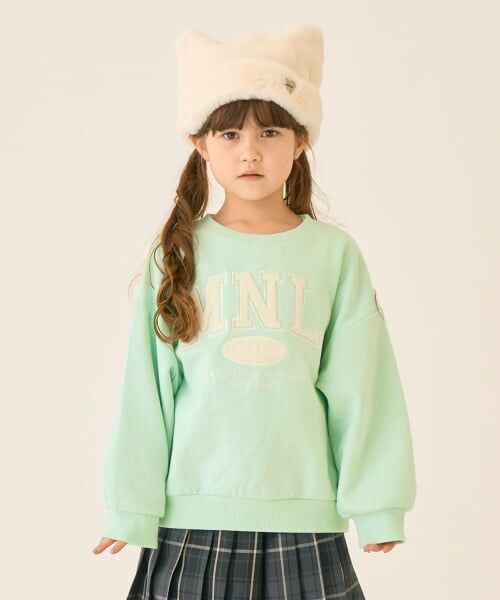 minimal / ミニマル スウェット | 【裏起毛】【綿100】ルーズシルエットロゴプルオーバー/トレーナー（エメラルド グリーン）