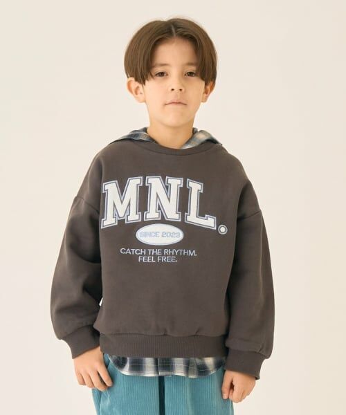 minimal / ミニマル スウェット | 【裏起毛】【綿100】ルーズシルエットロゴプルオーバー/トレーナー（チャコール）