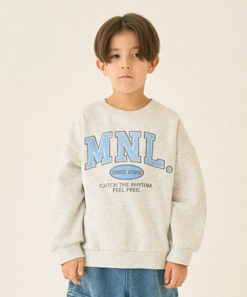 minimal / ミニマル スウェット | 【裏起毛】【綿100】ルーズシルエットロゴプルオーバー/トレーナー（シロ杢）