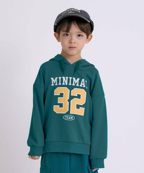 minimal / ミニマル パーカー | 【裏起毛】【綿100】ナンバー＆ハートパーカー（グリーン）