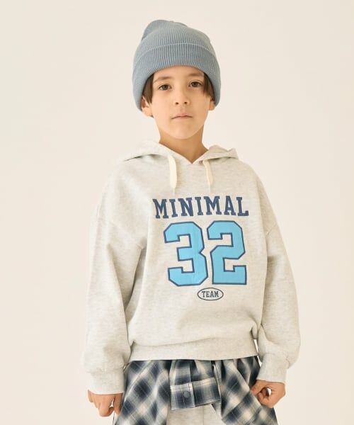 minimal / ミニマル パーカー | 【裏起毛】【綿100】ナンバー＆ハートパーカー（シロ杢）