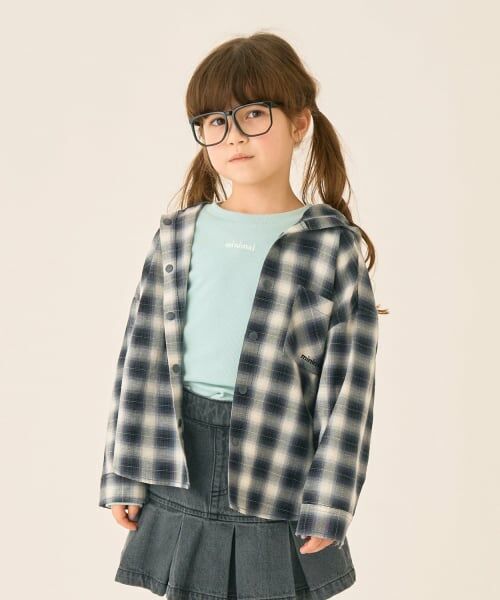 minimal / ミニマル パーカー | チェックシャツパーカー（黒）