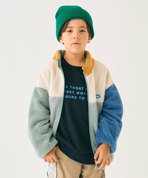 minimal / ミニマル ブルゾン | リバーシブル配色ボアアウター（ライト グリーン）