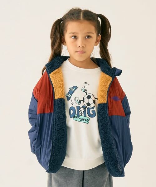 minimal / ミニマル ブルゾン | リバーシブル配色ボアアウター（紺）