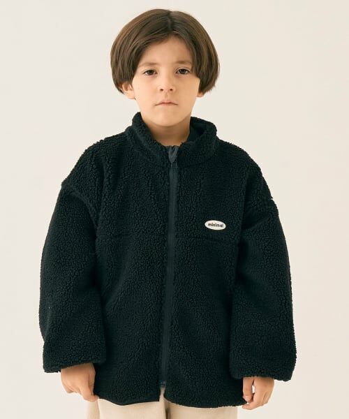 minimal / ミニマル ブルゾン | リバーシブル配色ボアアウター（黒）