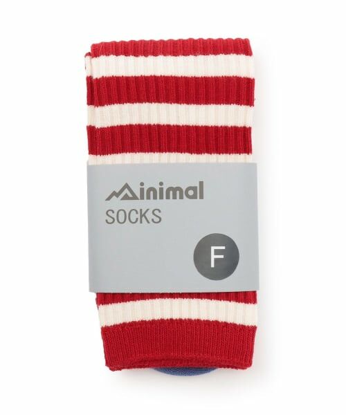 minimal / ミニマル ソックス | サイズレスボーダーソックス（赤）