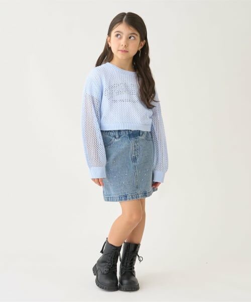 minimal / ミニマル ミニ・ひざ丈スカート | ラインストーンデニムスカート | 詳細1