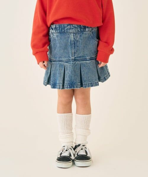 minimal / ミニマル ショート・ハーフ・半端丈パンツ | 裾ボックスタックスカート/デニム（ブルー）