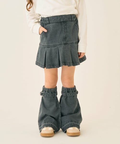 minimal / ミニマル ショート・ハーフ・半端丈パンツ | 裾ボックスタックスカート/デニム（黒）