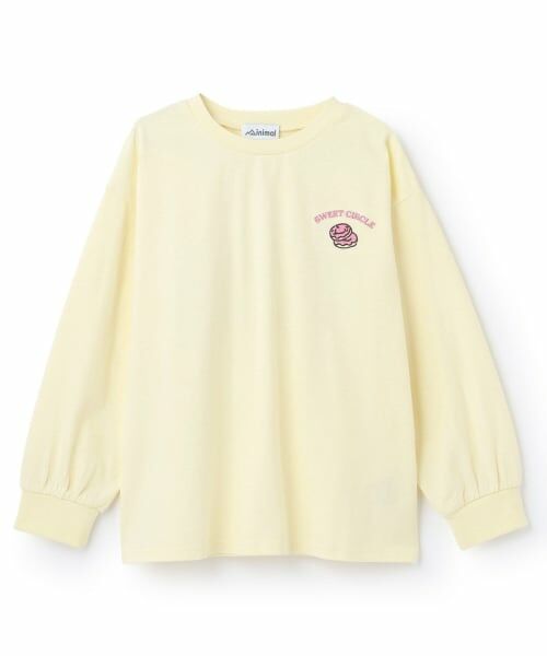 minimal / ミニマル Tシャツ | 【綿100%】【防汚】ドーナツフォトプリント長袖Tシャツ（黄）