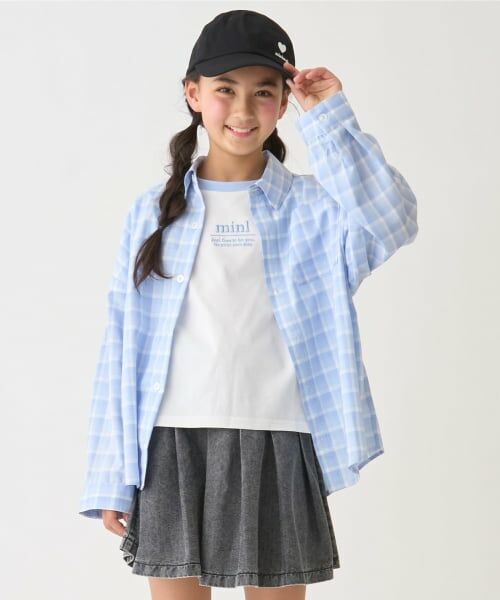 minimal / ミニマル シャツ・ブラウス | 【インナーセット】長袖チェックシャツ（サックス）