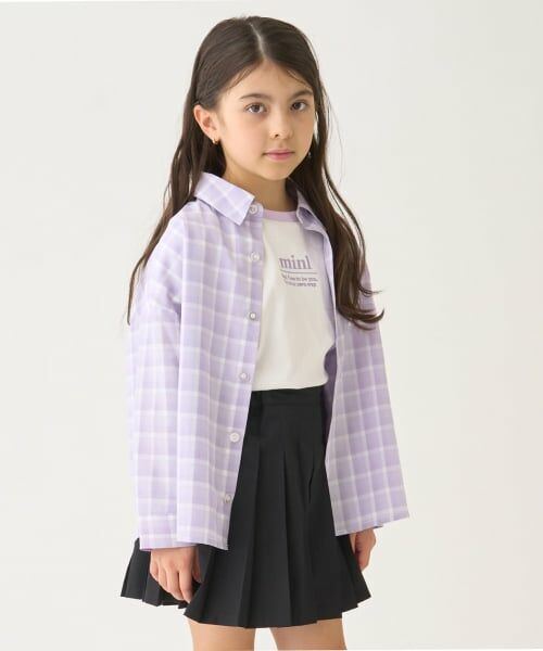 minimal / ミニマル シャツ・ブラウス | 【インナーセット】長袖チェックシャツ（ラベンダー）