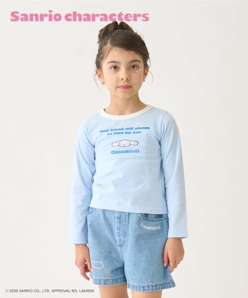 minimal / ミニマル Tシャツ | 【サンリオキャラクターズ/C100】リンガー長袖Tシャツ（サックス）