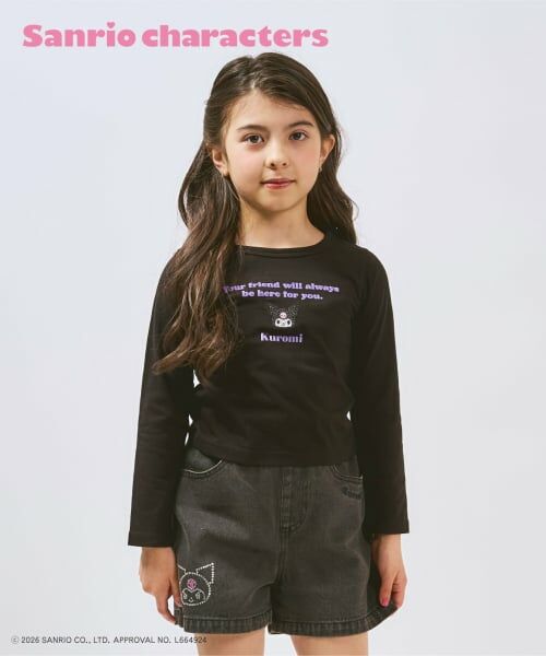 minimal / ミニマル Tシャツ | 【サンリオキャラクターズ/C100】リンガー長袖Tシャツ（黒）