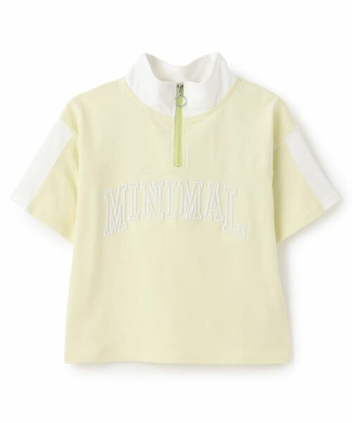 minimal / ミニマル Tシャツ | ハーフジップルーズ半袖Tシャツ（ライト グリーン）
