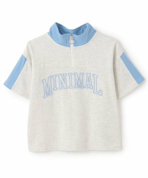 minimal / ミニマル Tシャツ | ハーフジップルーズ半袖Tシャツ（シロ杢）
