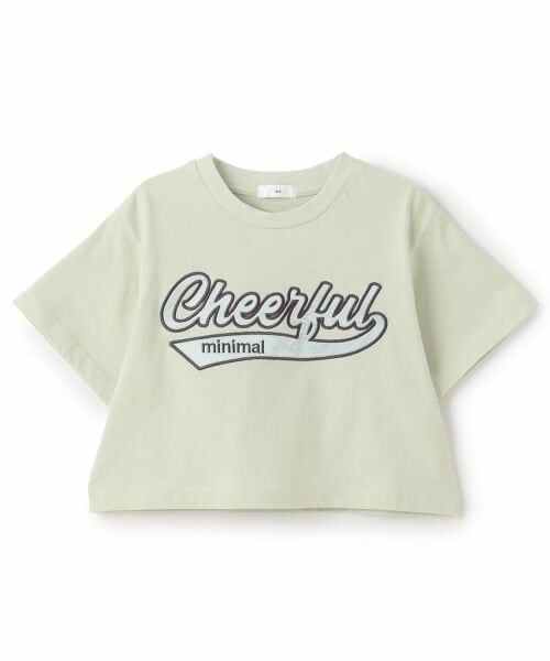minimal / ミニマル Tシャツ | 【綿100%】ロゴアップリケクロップド半袖Tシャツ（ライト グリーン）