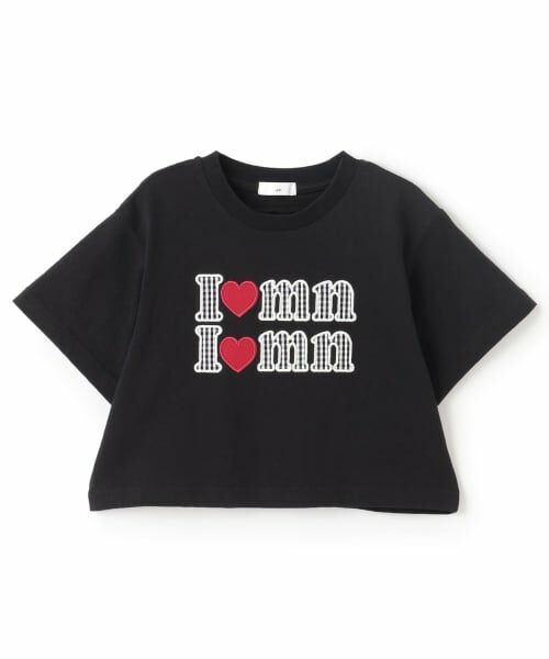minimal / ミニマル Tシャツ | 【綿100%】ロゴアップリケクロップド半袖Tシャツ（黒）