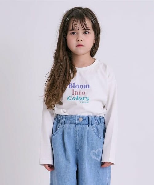 minimal / ミニマル Tシャツ | 【綿100】【プチプラ】アソートグラフィック長袖Tシャツ（オフ ホワイト）