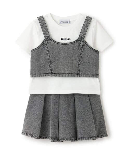 minimal / ミニマル ショート・ハーフ・半端丈パンツ | 【即コーデ完成】【インナーつき】デニムビスチェ・スカパンセットアップ（黒）