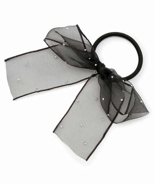 minimal / ミニマル ヘアゴム・シュシュ | ラインストーンリボンヘアゴム（黒）