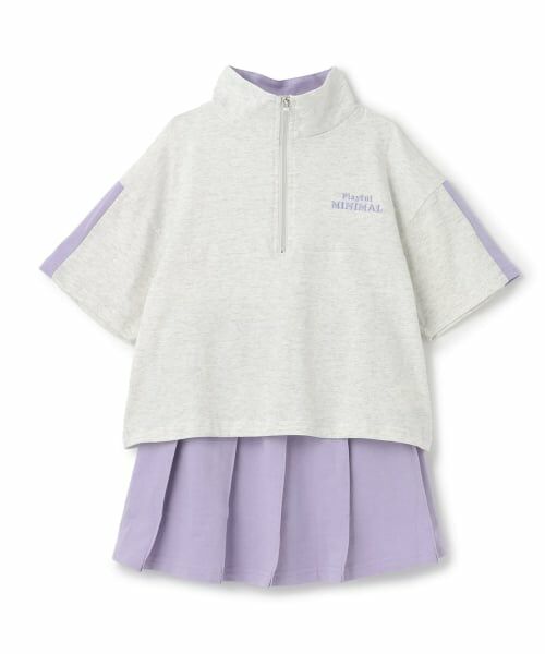 minimal / ミニマル その他トップス | 【即コーデ完成】【綿100%】ハーフジップ・スカパンセットアップ（シロ杢）