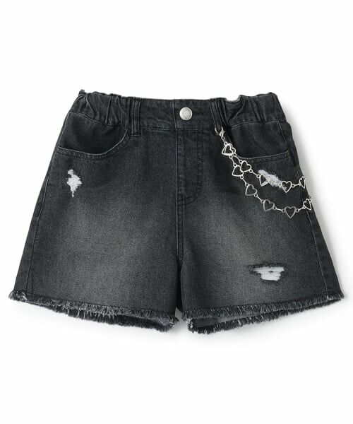 minimal / ミニマル ショート・ハーフ・半端丈パンツ | 【チェーンベルトつき】デニムショートパンツ（黒）