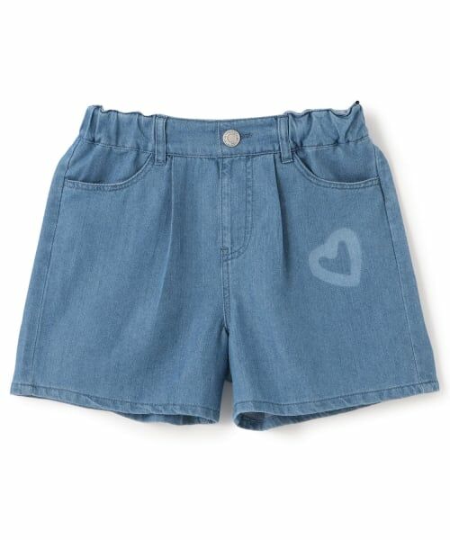 minimal / ミニマル ショート・ハーフ・半端丈パンツ | 【接触冷感】ハートスプレーデニムショートパンツ（ブルー）