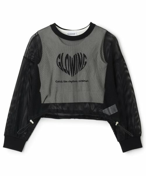 minimal / ミニマル Tシャツ | 【安心インナーつき】メッシュ長袖Tシャツ（黒）