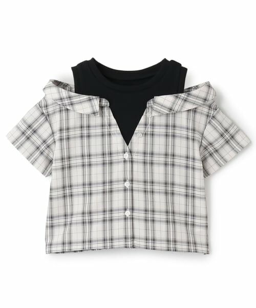 minimal / ミニマル シャツ・ブラウス | 肩あきレイヤード半袖シャツ（オフ ホワイト）