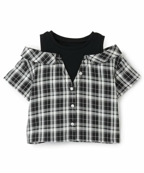 minimal / ミニマル シャツ・ブラウス | 肩あきレイヤード半袖シャツ（黒）