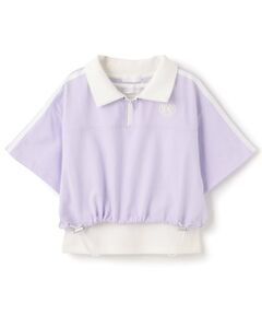 【インナーつき】ハーフジップクロップド半袖Tシャツ