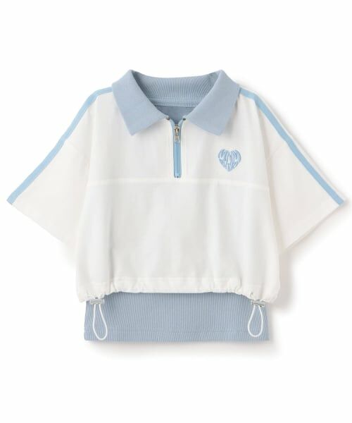 minimal / ミニマル Tシャツ | 【インナーつき】ハーフジップクロップド半袖Tシャツ（オフ ホワイト）