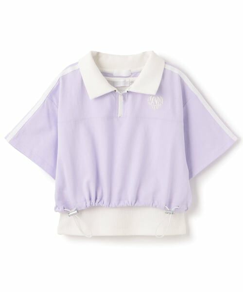 minimal / ミニマル Tシャツ | 【インナーつき】ハーフジップクロップド半袖Tシャツ（ラベンダー）