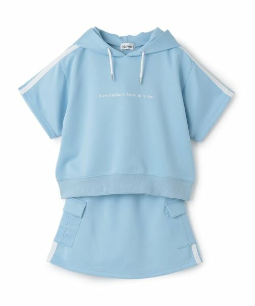 minimal / ミニマル パーカー | 【接触冷感】ライン半袖パーカーセットアップ(サックス)