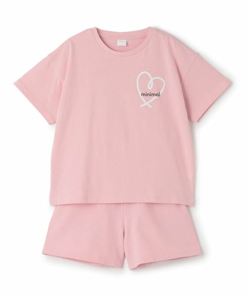 minimal / ミニマル その他トップス | 【綿100】スプレーバックプリント半袖Tシャツセットアップ（ピンク）