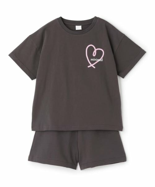 minimal / ミニマル その他トップス | 【綿100】スプレーバックプリント半袖Tシャツセットアップ（チャコール）
